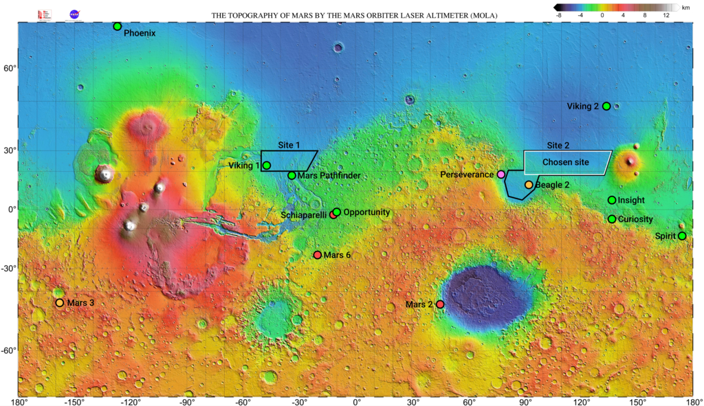 mappa Meurth gans savleow tira ow komprehendya Perseverance ha Tianwen-1